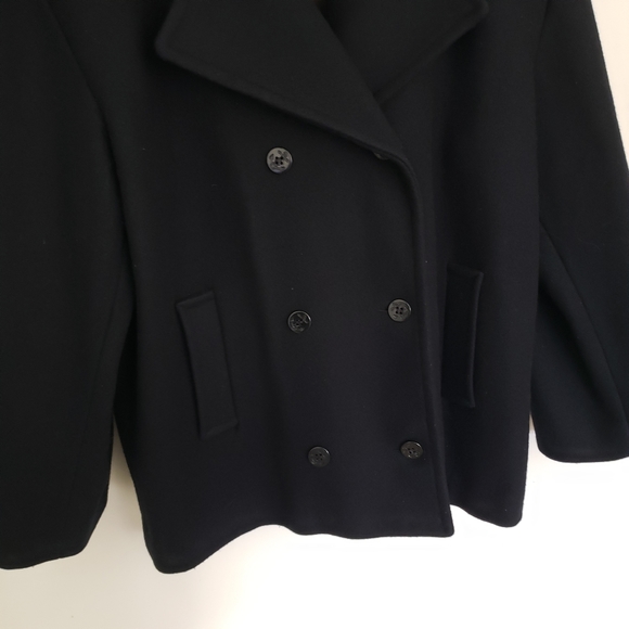 🌞SOLD🌞 Talbots Kids Wool Pea Coat Size XXL Black Double Breasted Buffalo Plaid - Picture 3 of 10